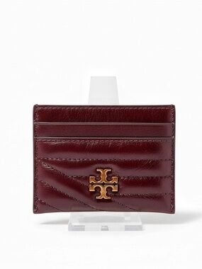 TOR BURCH Kira Chevron Glazed Leather Card Case - Fig